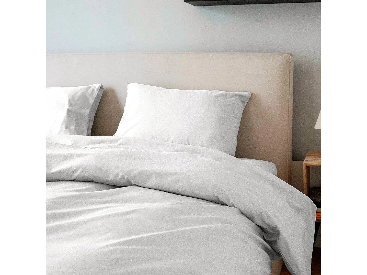 Parure de lit coton blanc 160x200 cm