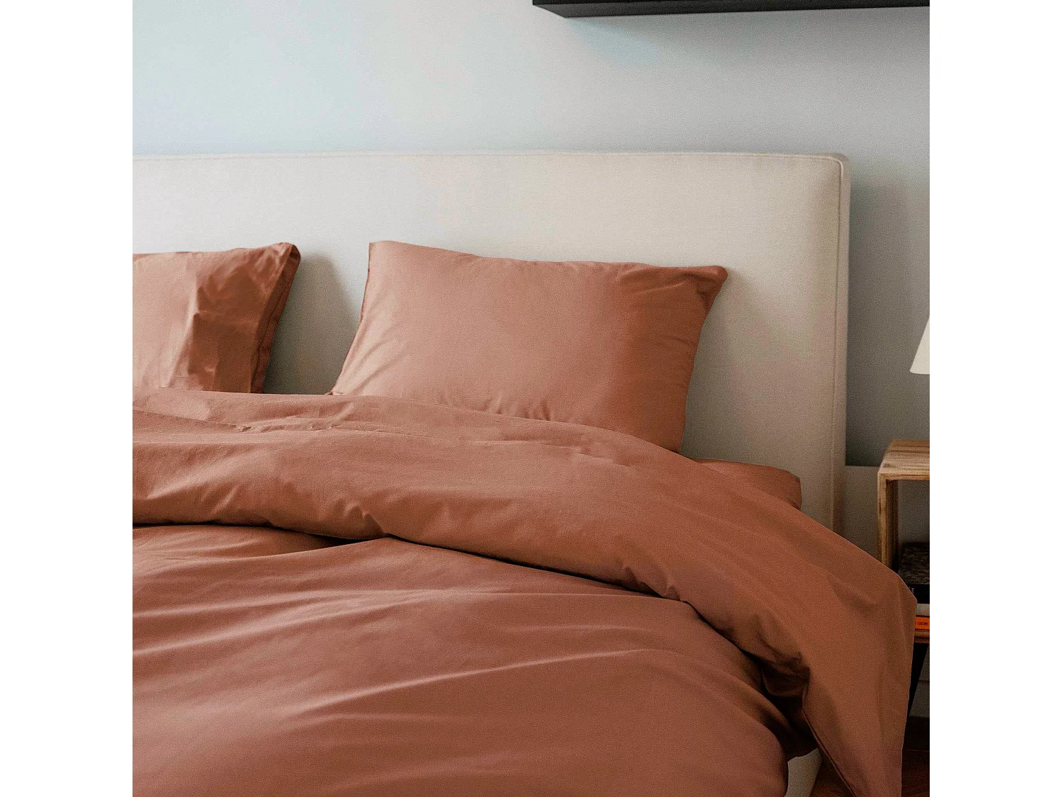 Parure - Draps Housse 140x200cm, Housse de couette 220x240cm, Taie d'Oreillers 50x70cm - Terracotta