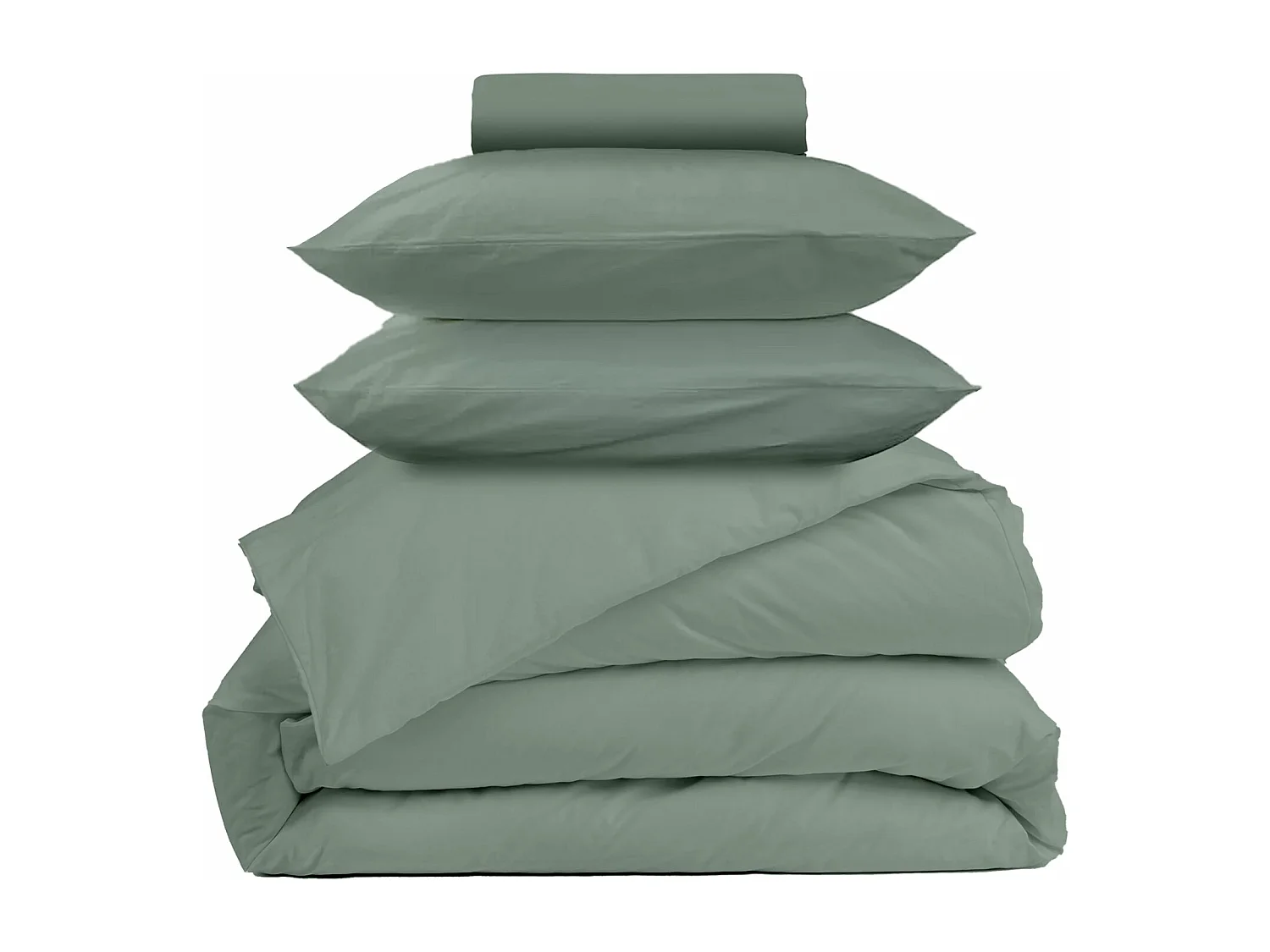 Parure - Draps Housse 140x190cm, Housse de couette 200x200cm, Taie d'Oreillers 50x70cm - Vert