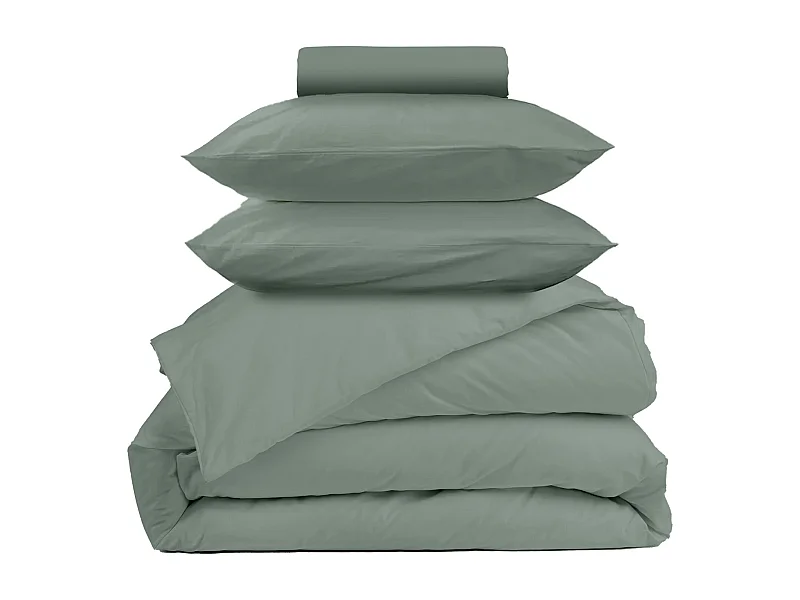 Parure de lit coton vert 140x190 cm