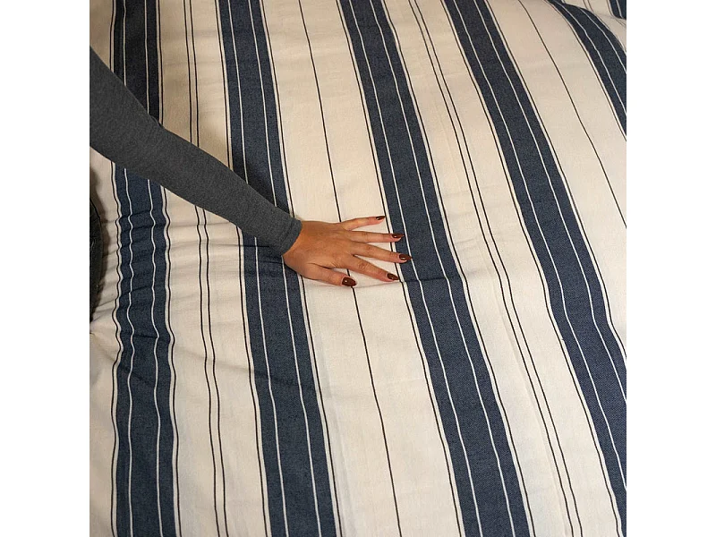 Couvre-lit coton blanc et bleu 160x210 cm