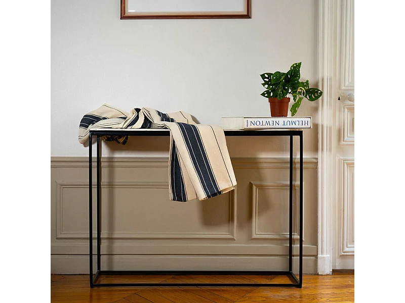 Couvre-lit coton blanc et bleu 260x260 cm