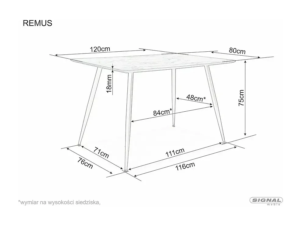 Esstisch Remus (80x120)/Beige
