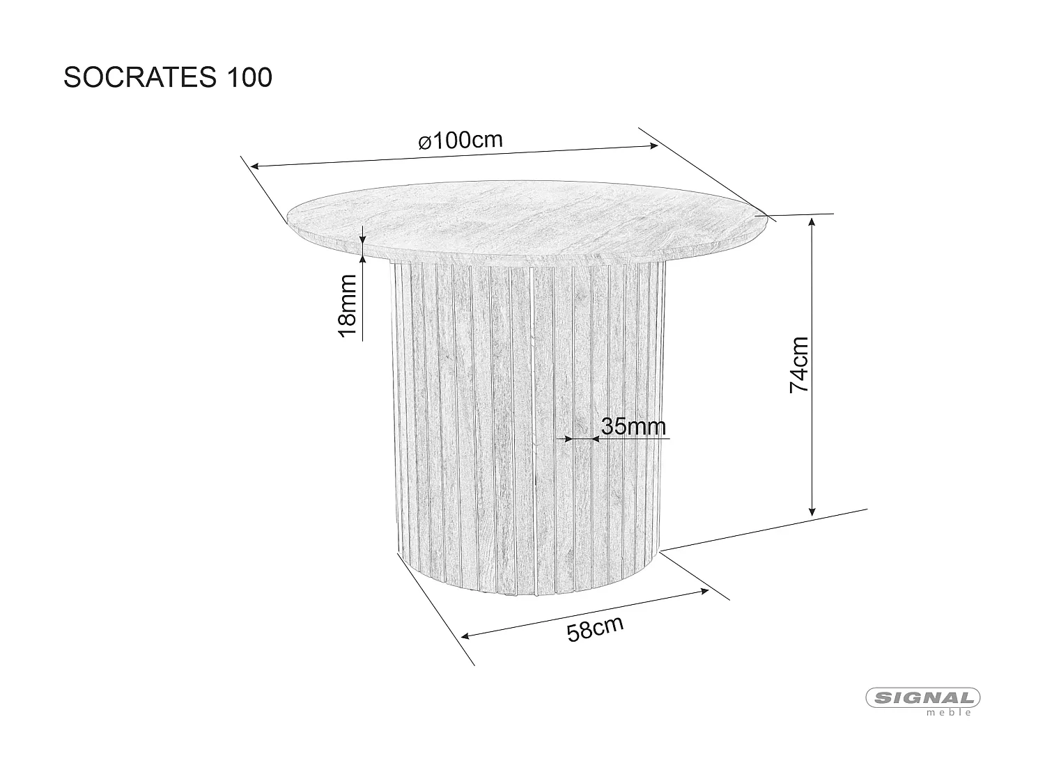 Table à manger Socrat (o120x76)/Marron