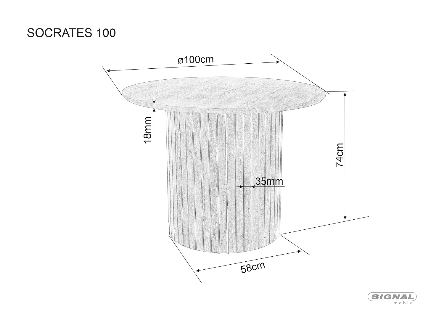 Table à manger Socrat (o120x76)/Marron