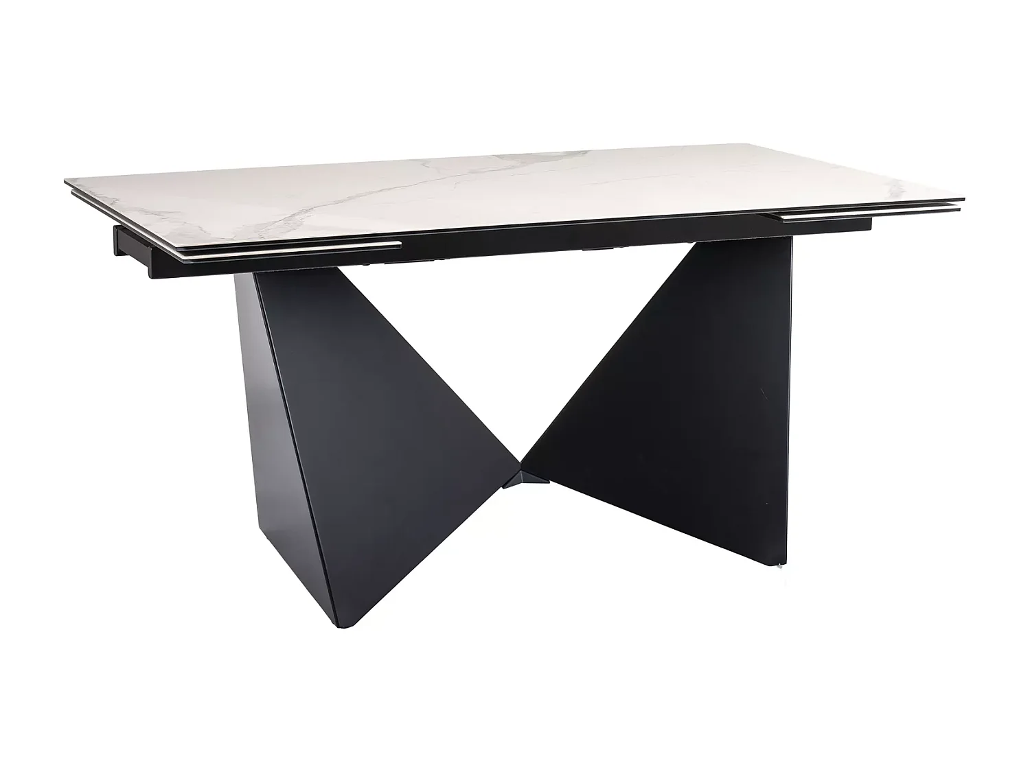 Table à manger Peterson (90x160-240)/céramique/Blanc&Noir