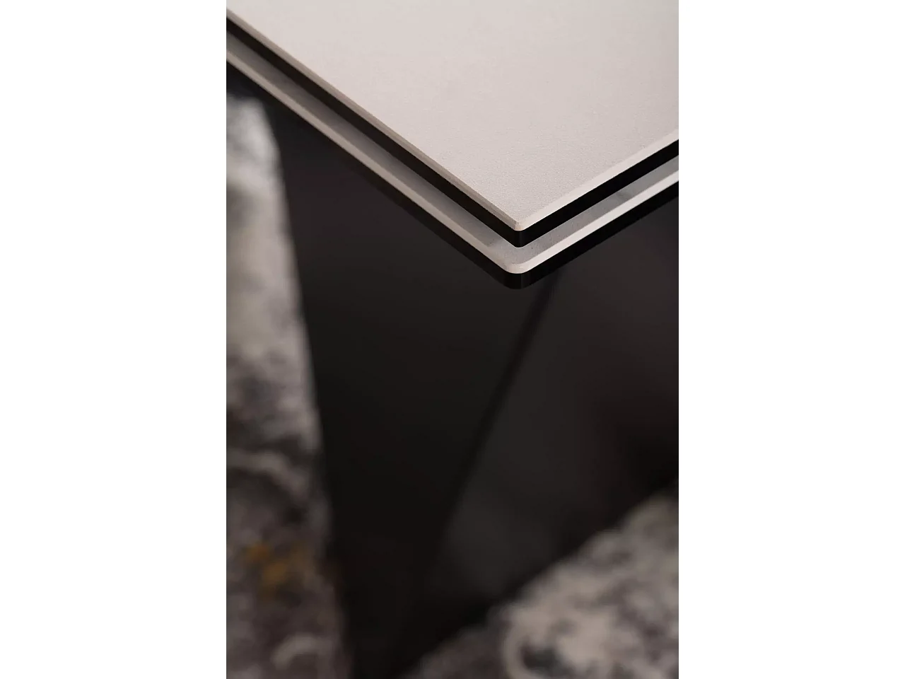 Table à manger Peterson (90x160-240)/céramique/Blanc&Noir