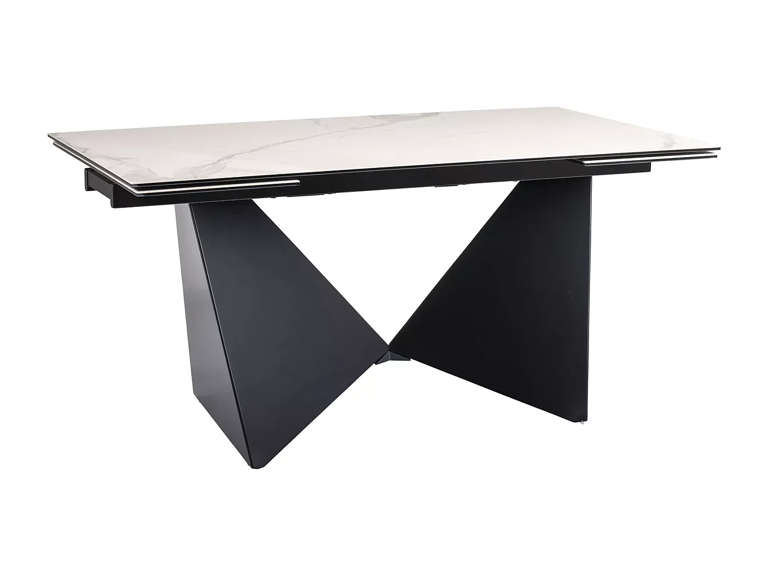 Table à manger Peterson (90x160-240)/céramique/Blanc&Noir