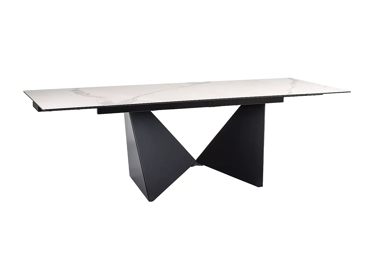 Table à manger Peterson (90x160-240)/céramique/Blanc&Noir