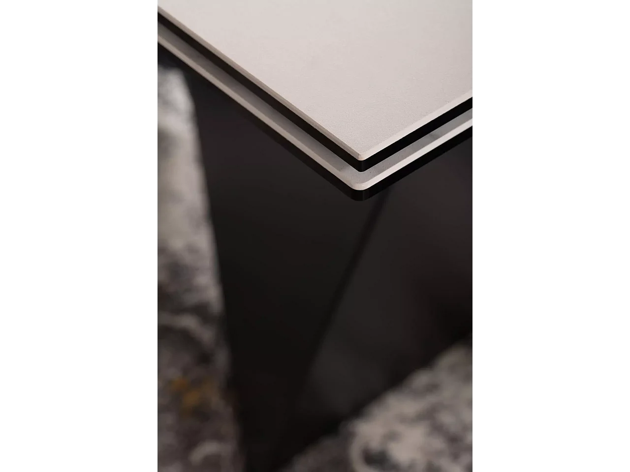 Table à manger Peterson (90x160-240)/céramique/Blanc&Noir