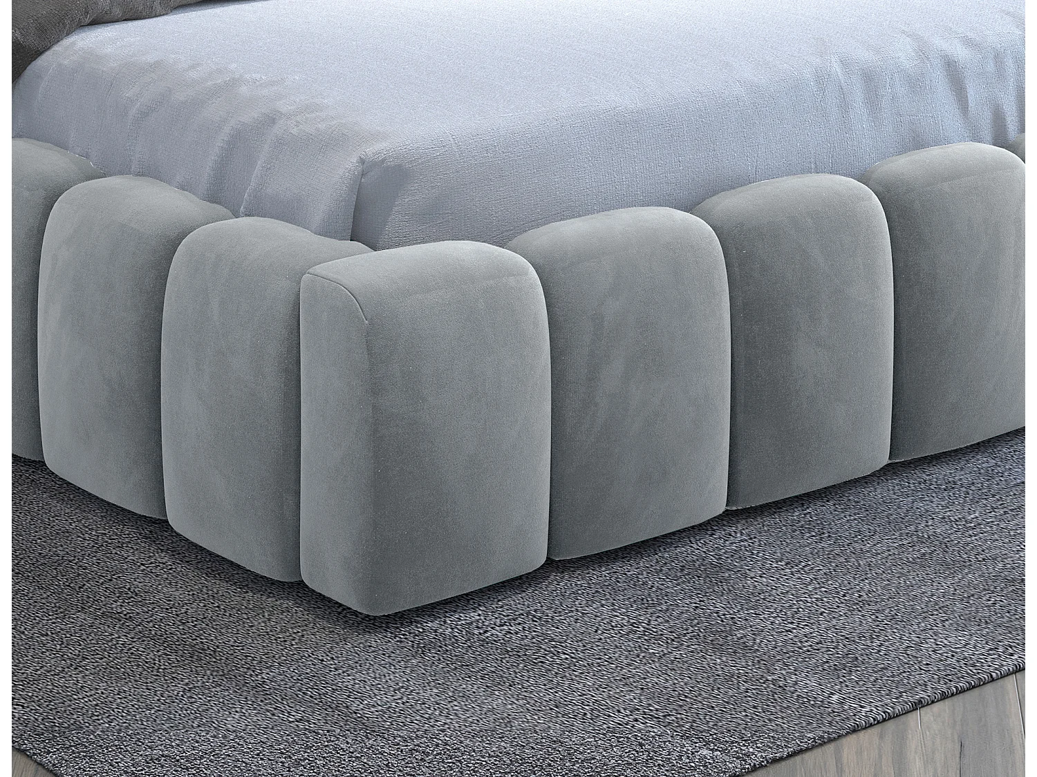 Designbed met Luto fluwelen gestoffeerde box-Kleur Lichtgrijs-Slapen 180x200cm