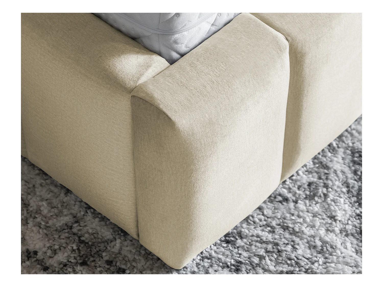 Bett Hero S-140x200/Samtstoffbezug/Beige