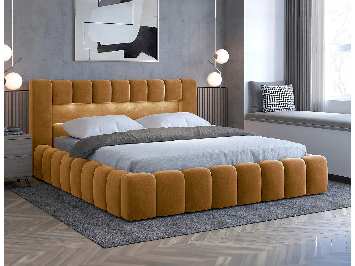 Bett Hero L-180x200/Stoffbezug/Orange