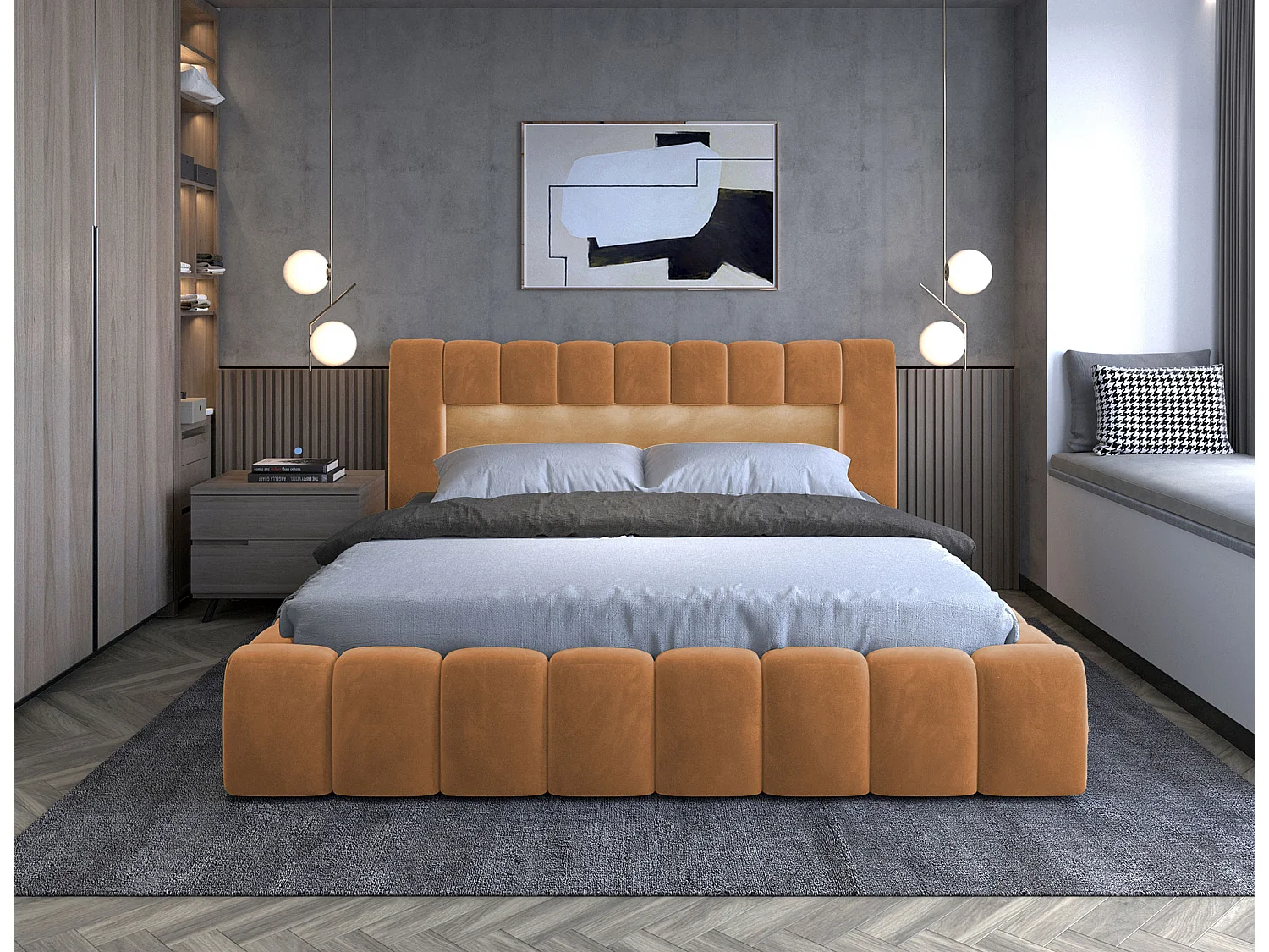 Bett Hero M (160x200)/Stoffbezug/Orange