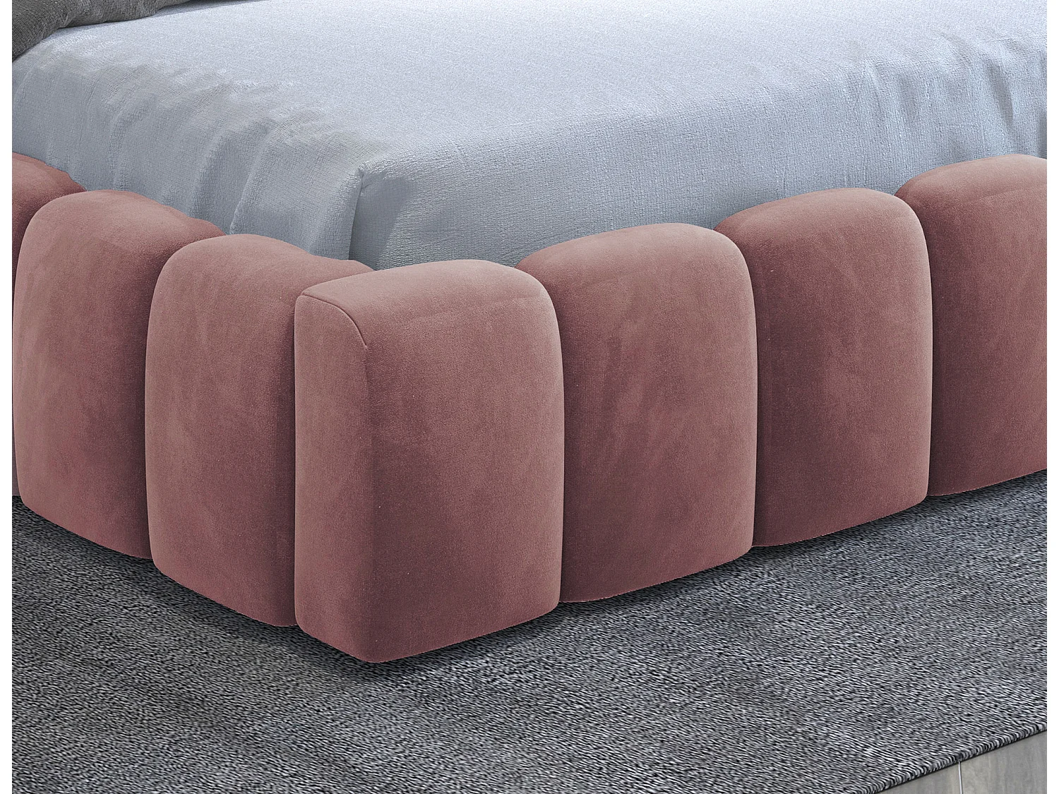 Bett Hero M-160x200/Samtstoffbezug/Pink