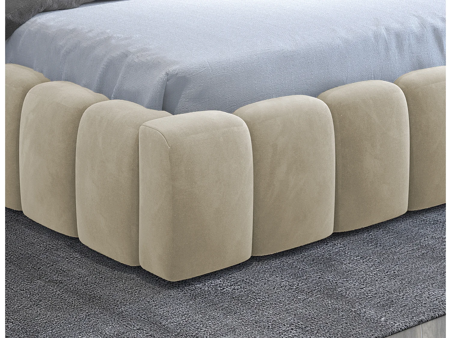 Bett Hero M-160x200/Samtstoffbezug/Beige