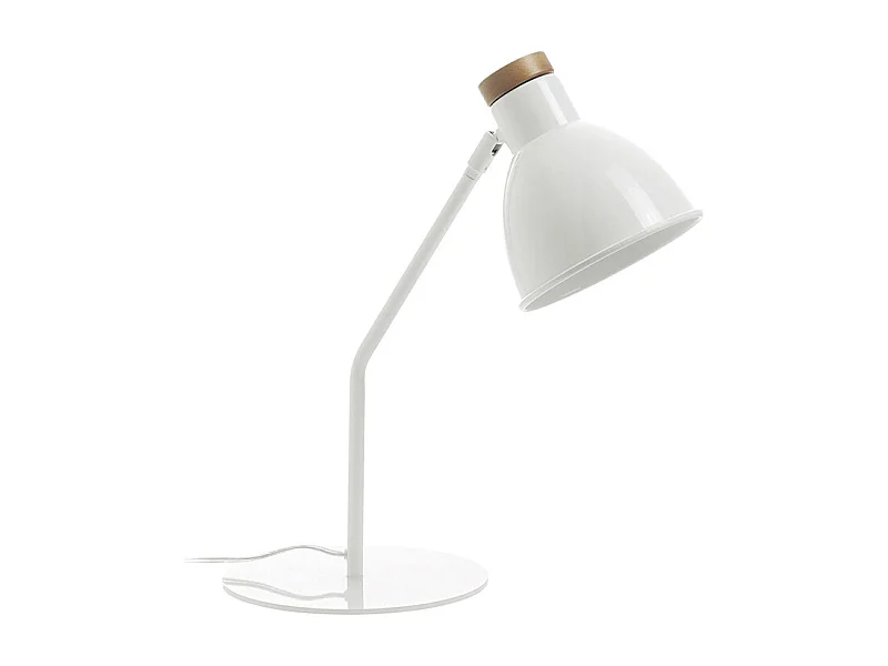 Lampe de table Valan classique-h35cm-e27 60w-ip20-350º-on&off-acier, bois-blanc