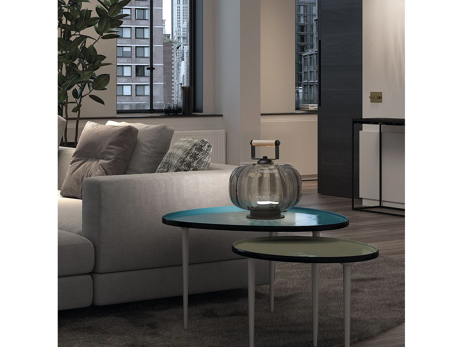 Lampada da tavolo classica krista-d.ø13cm-led 10w-830lm e 2,7k-on&off-acciaio, blu