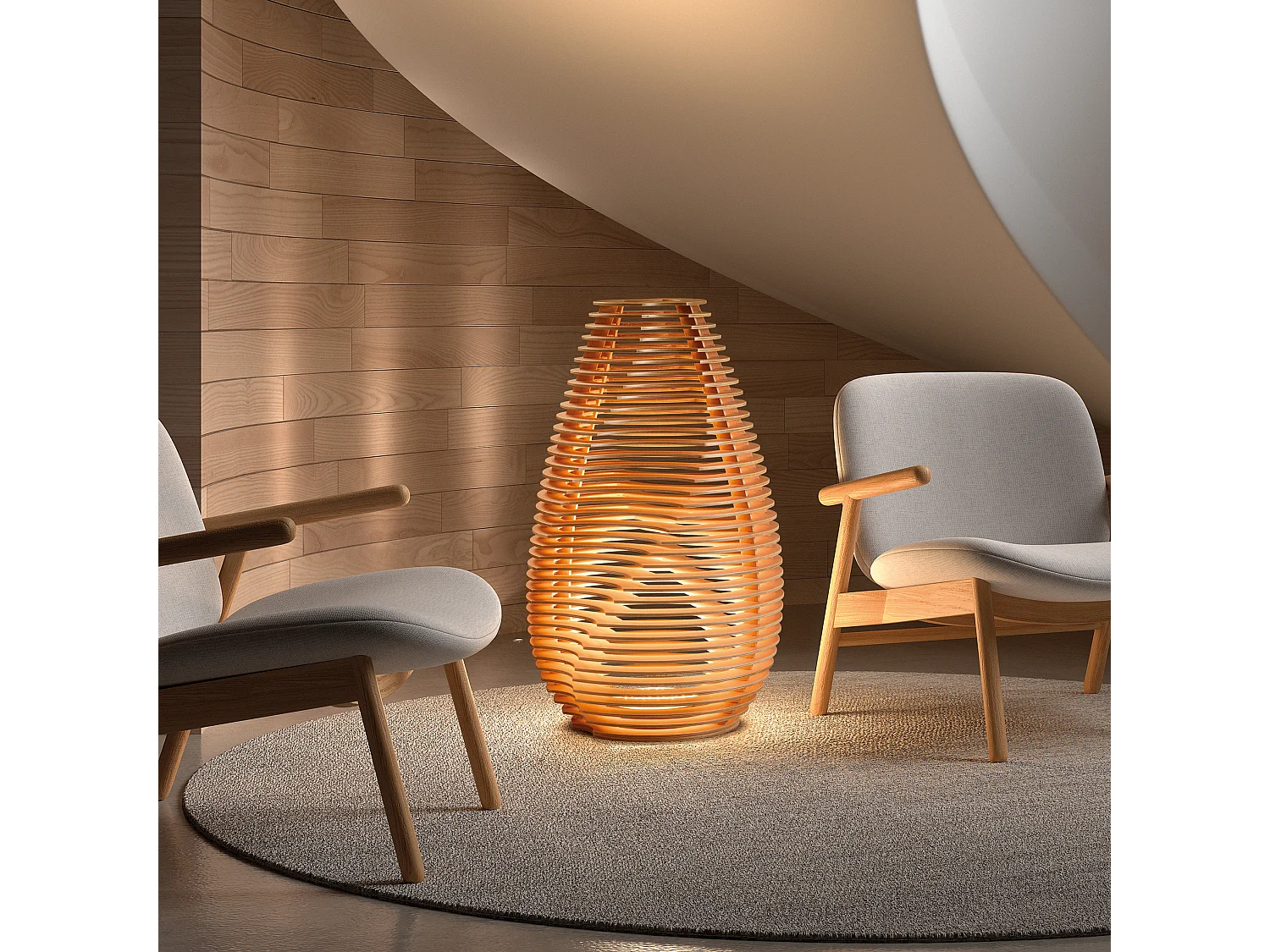 Lampada da terra moderna Twist tavolo-h.91cmxd.ø54.5cm-gx53 led t2-18w-1200lm,3k-on&off-ip20