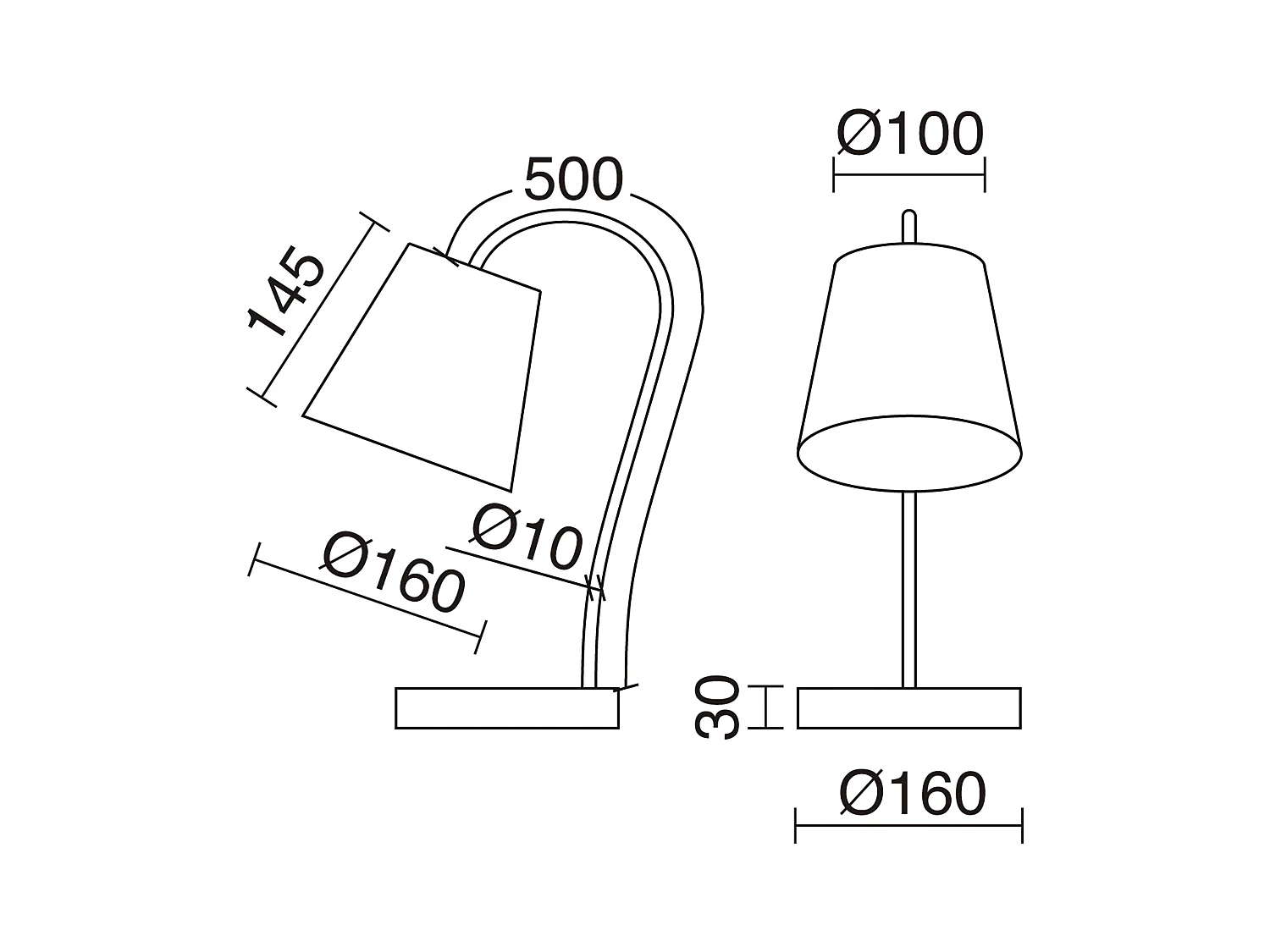 MONTECARLO tafellamp moderne en functionele stijl - E27 60W - kabel 1,5 meter - Hoogte 50 cm - aan&uit - USB - staal en katoen - zwart