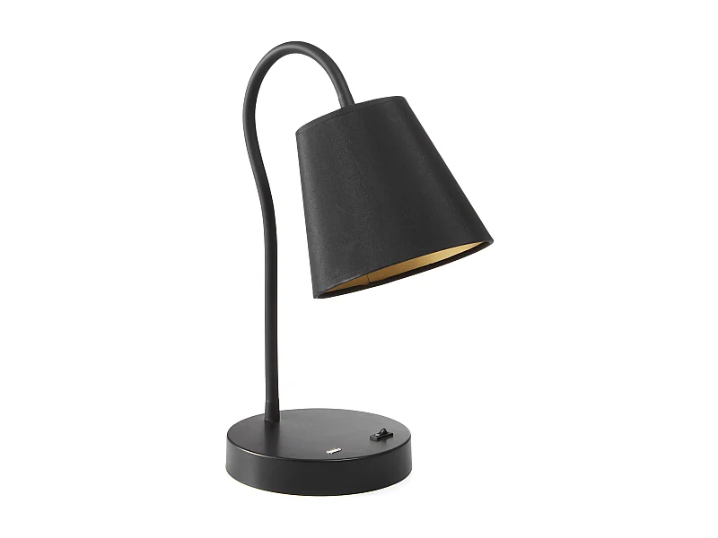 Montecarlo lampe de table h50cm-moderne-e27 60w-on&off-usb-acier,coton-noir