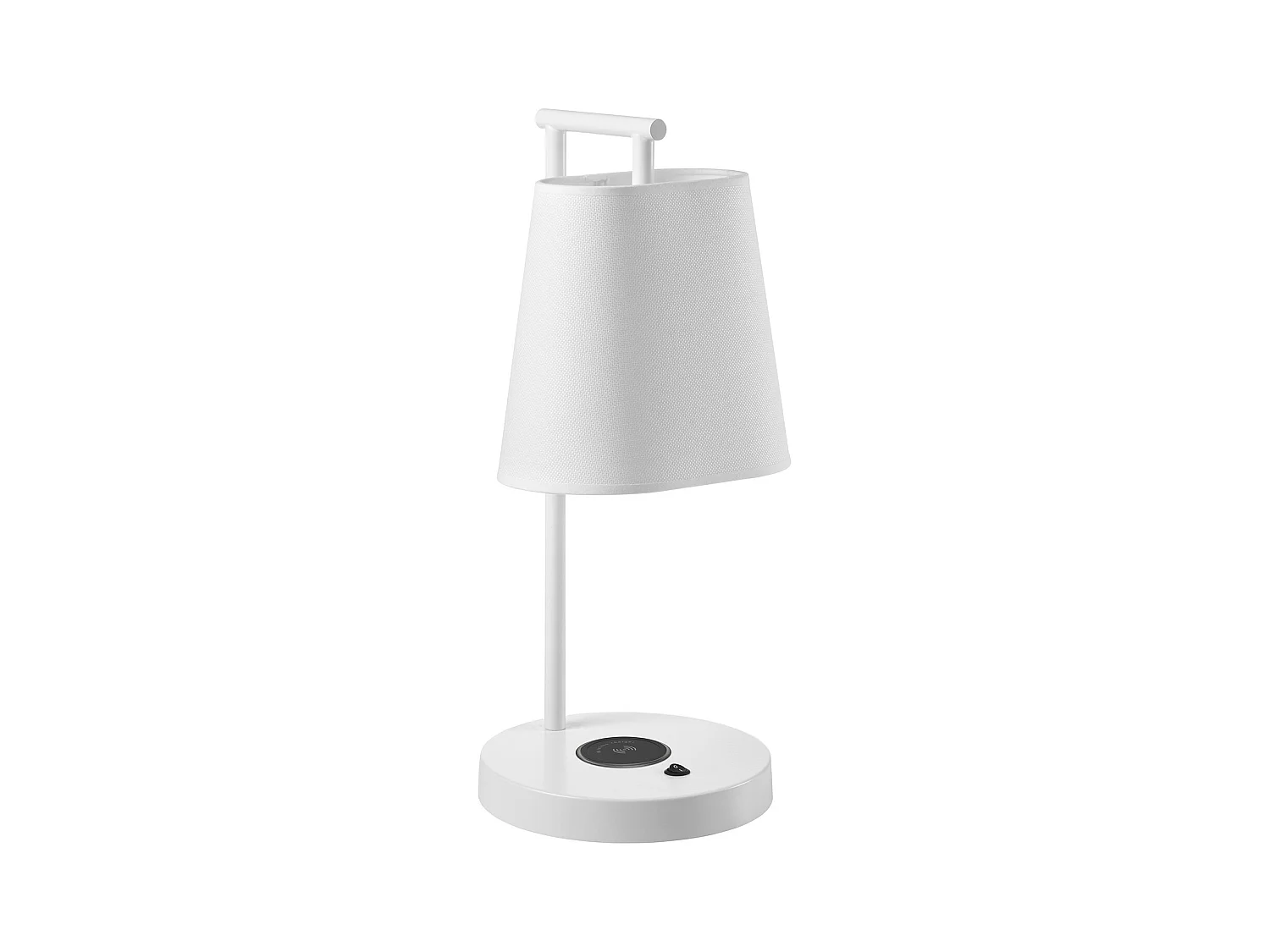 Lampe à poser Nemo-h44cm-acier, synthetique-base de charge on&off-ip20-e27 40w-blanc