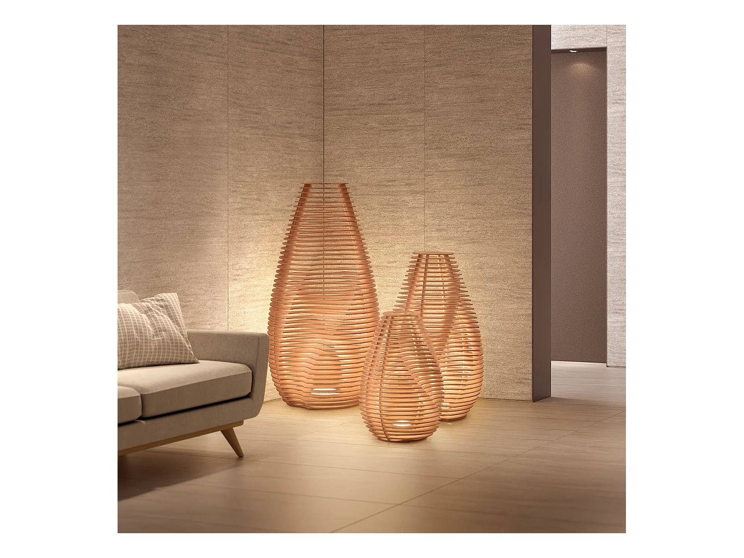 TWIST moderne en Scandinavische stijl vloer- en tafellamp - H. 132,5 cm x D. 66 cm - GX53 LED T2 - 18W - 2000lm en 3000K - 2 meter kabel - aan&uit - ip20