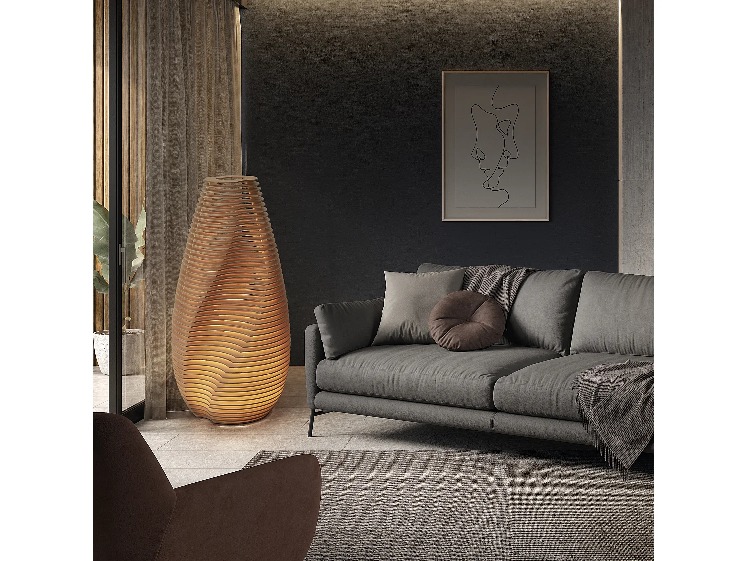 Lampadaire et lampe de table Twist-alt. 132,5 cm x d.ø 66 cm-gx53 led t2-18w-3k-on&off-ip20