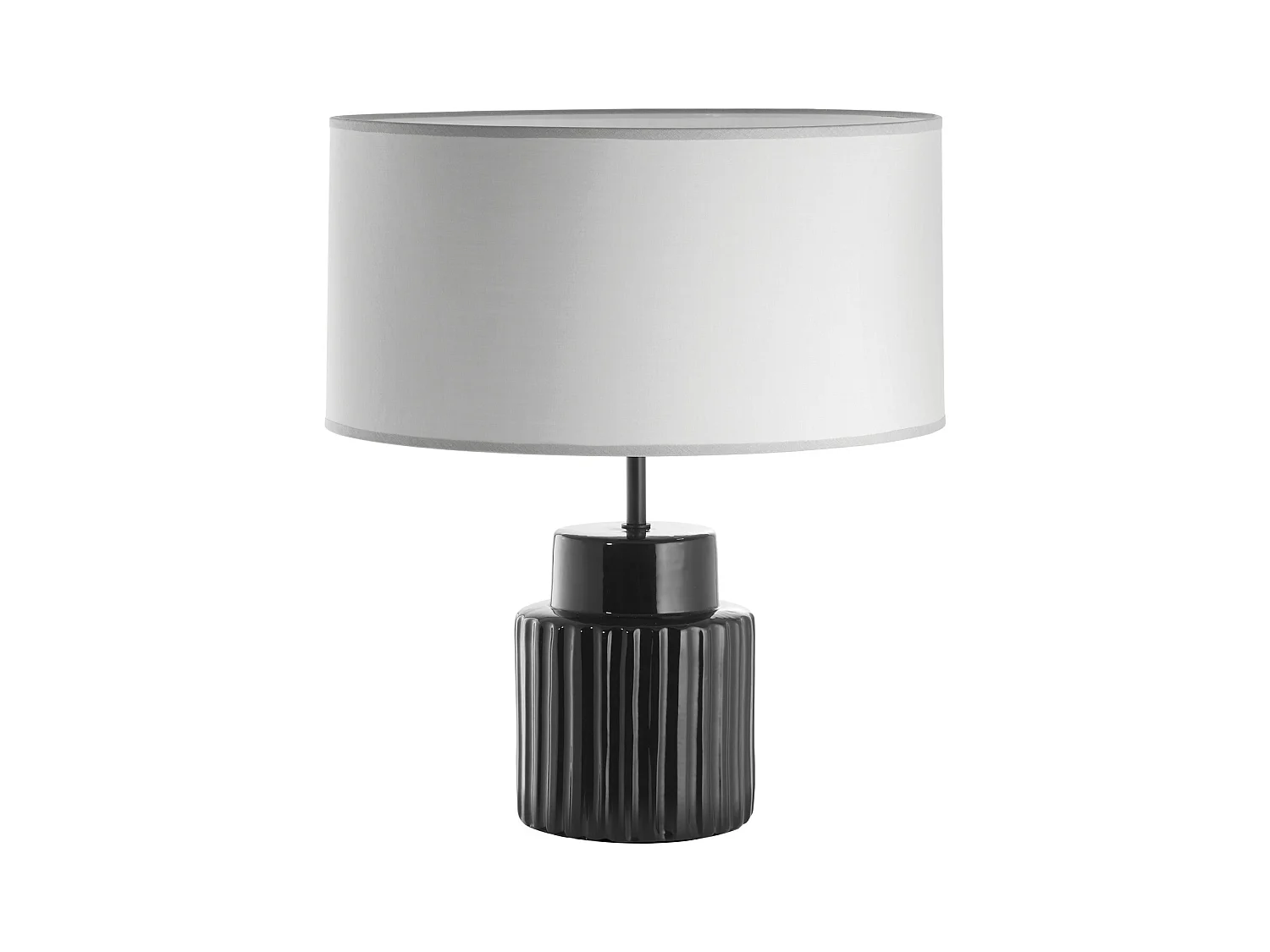 KERAMISCHE tafellamp klassieke stijl - E27 15W - Hoogte 46,5 cm - katoenen lampenkap ø38 cm - IP20 - 2 m kabel - aan&uit- keramiek - zwart en wit