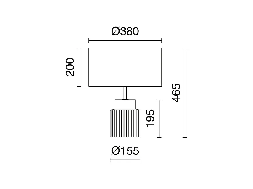 KERAMISCHE tafellamp klassieke stijl - E27 15W - Hoogte 46,5 cm - katoenen lampenkap ø38 cm - IP20 - 2 m kabel - aan&uit- keramiek - zwart en wit