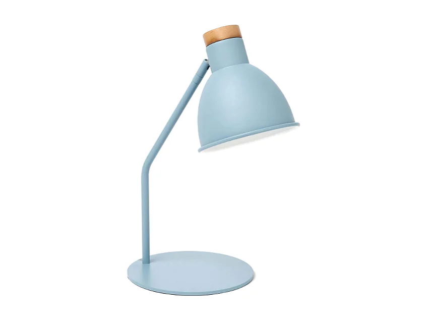 Lampe de table Valan classique -h35cm-e27 60w-ip20-350º-on&off-acier,bois-bleu