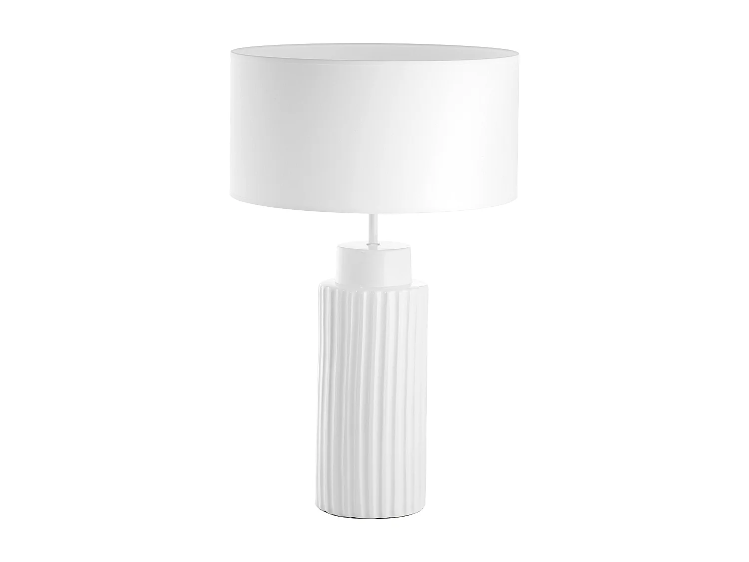 Lampa sto?owa CERAMIC styl klasyczny - E27 15W - Wysoko?? 63,5 cm - bawe?niany aba?ur ø38 cm - IP20 - kabel 2 m - on&off - ceramiczny i bia?y