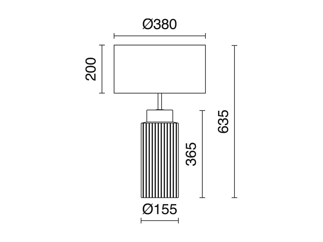 Lampa sto?owa CERAMIC styl klasyczny - E27 15W - Wysoko?? 63,5 cm - bawe?niany aba?ur ø38 cm - IP20 - kabel 2 m - on&off - ceramiczny i bia?y