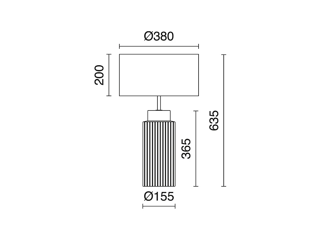 KERAMISCHE tafellamp klassieke stijl - E27 15W - Hoogte 63,5 cm - katoenen lampenkap ø38 cm - IP20 - 2 m kabel - aan&uit - keramiek en wit