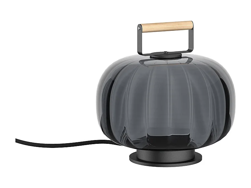 KRISTA Tischleuchte im klassischen Stil – LED SMD AC 10 W – 830 lm und 2700 K – Glasschirm ø13 cm – 1,8 m Kabel – an/aus – Stahl und Grau