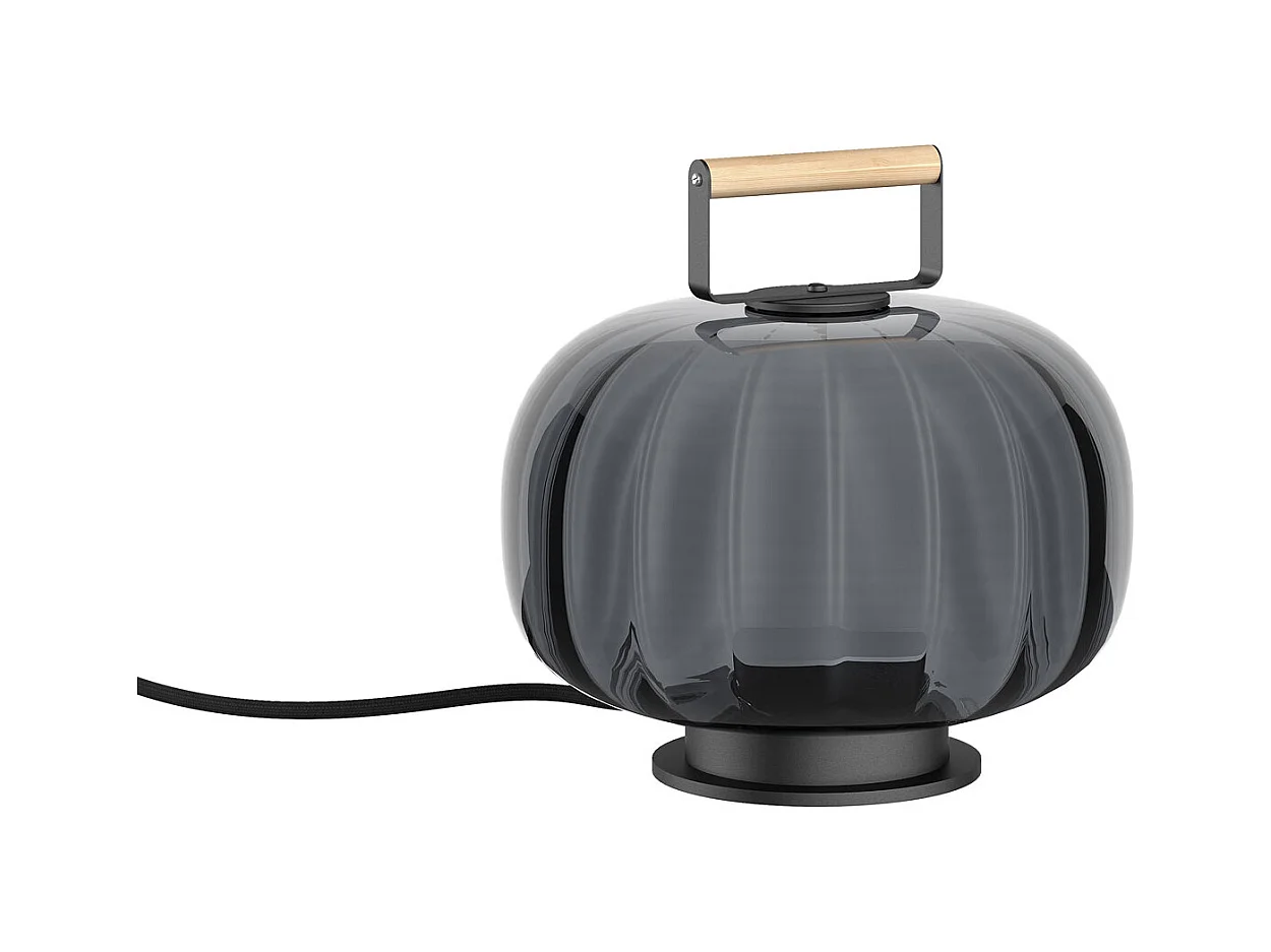 KRISTA klassieke stijl tafellamp - LED SMD AC 10W - 830 lm en 2700 K - glazen kap ø13 cm - 1,8 m kabel - aan&uit - staal en grijs