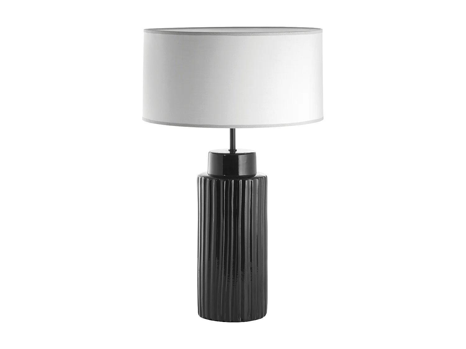 Lampa sto?owa CERAMIC styl klasyczny - E27 15W - Wysoko?? 63,5 cm - bawe?niany aba?ur ø38 cm - IP20 - kabel 2 m - on&off - ceramiczny - czarno-bia?y