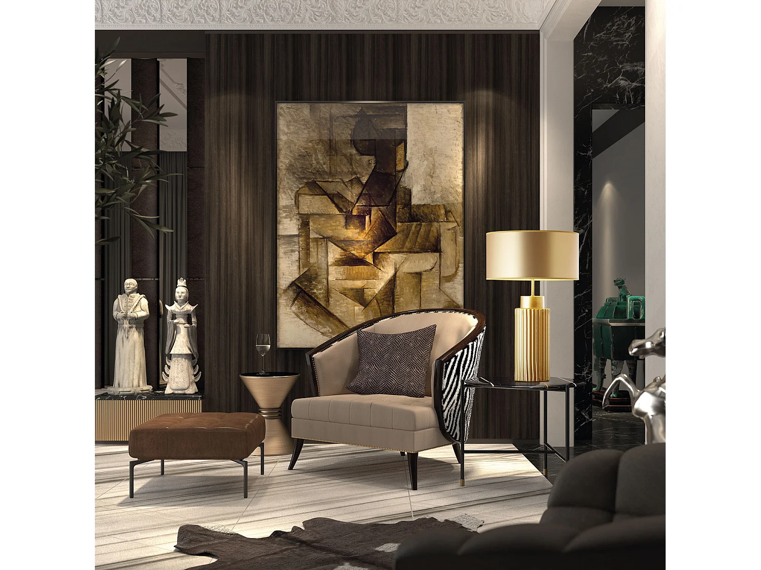 Lampa sto?owa CERAMIC styl klasyczny - E27 15W - Wysoko?? 63,5 cm - bawe?niany aba?ur ø38 cm - IP20 - kabel 2 m - on&off - ceramiczny - czarno-bia?y