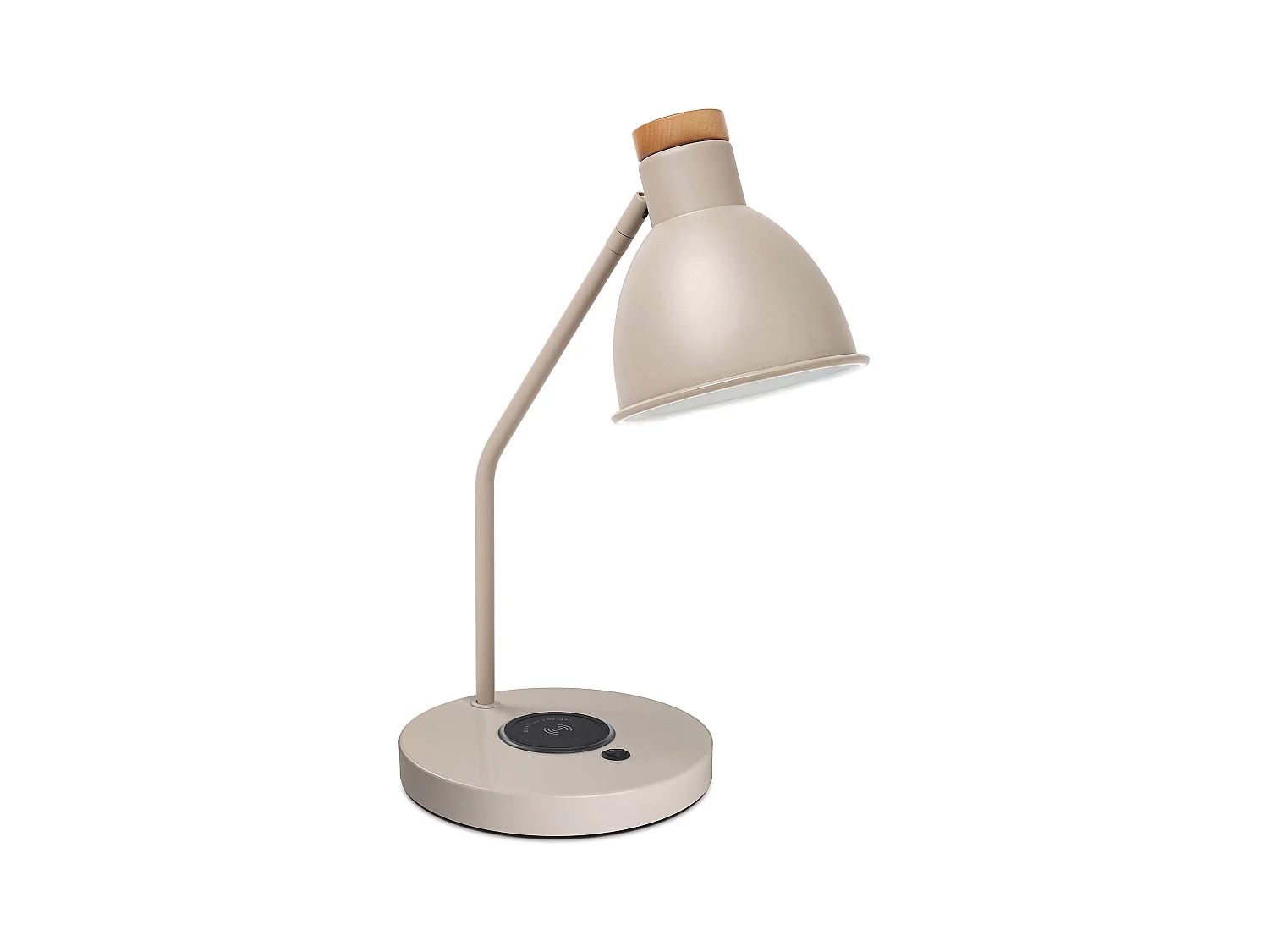 Lampe de table Valan classique-h35cm-e27 60w-ip20-350º-charge-on&off- acier, bois-moka