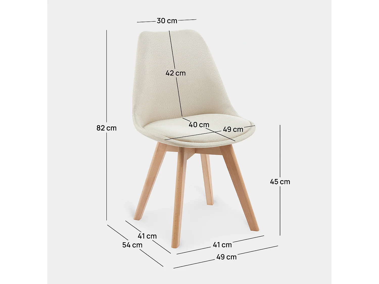Chaise de salle à manger en tissu beige 49x82 cm-Kler