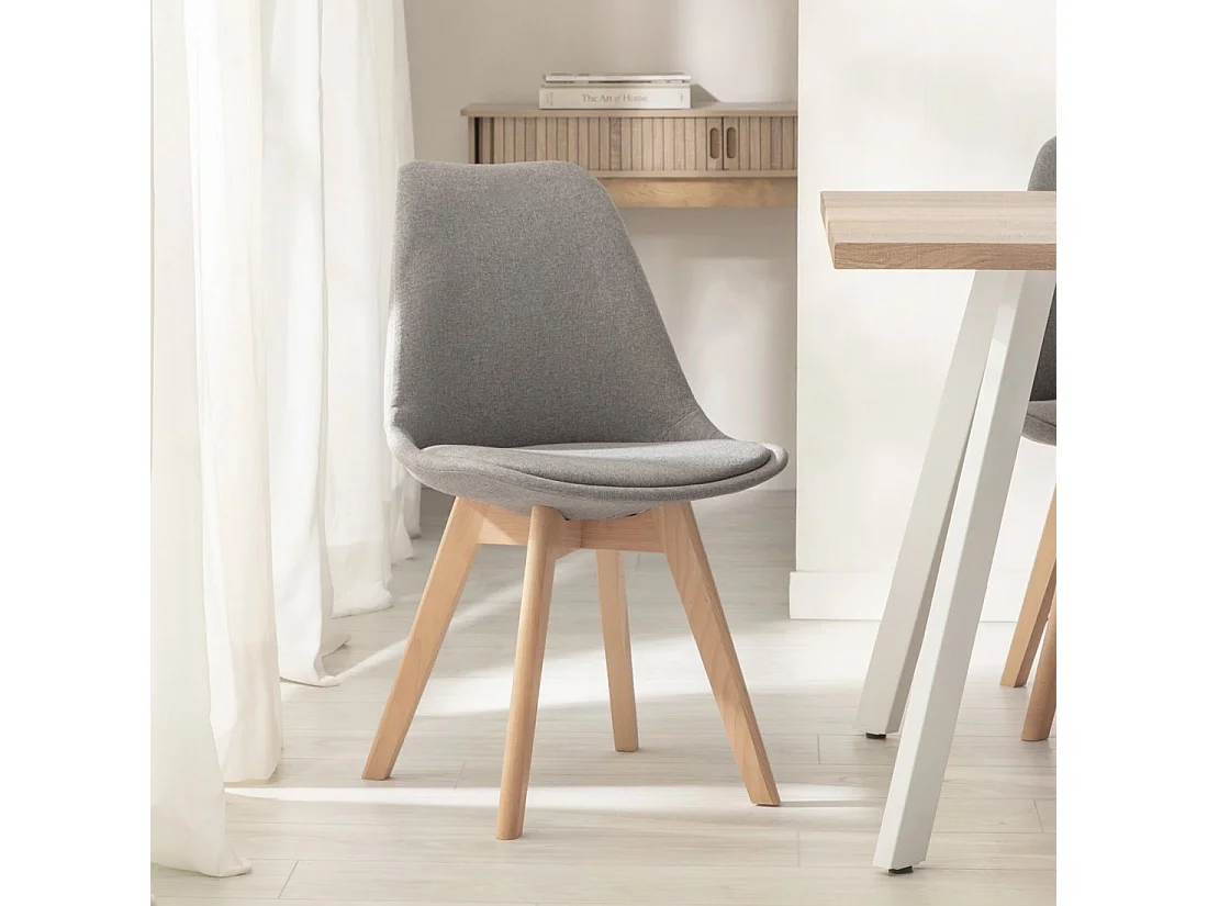 Chaise de salle à manger en tissu gris 49x82 cm-Kler