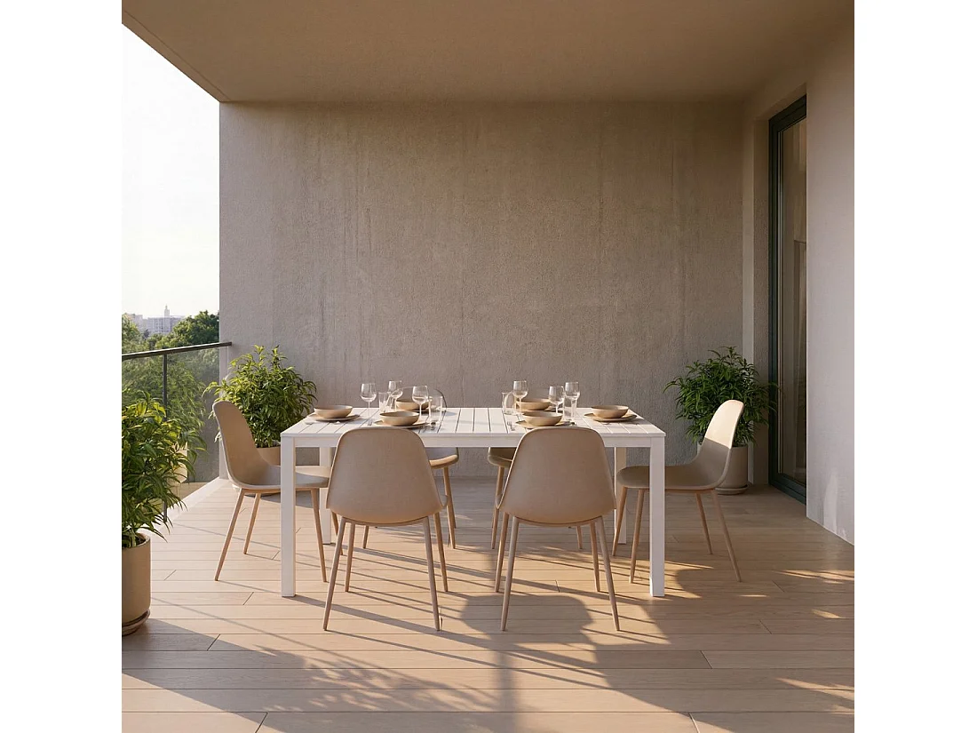 Chaise de jardin en plastique beige 45x80 cm-Nina