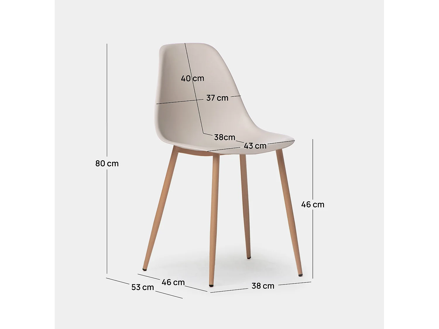 Chaise de jardin en plastique beige 45x80 cm-Nina