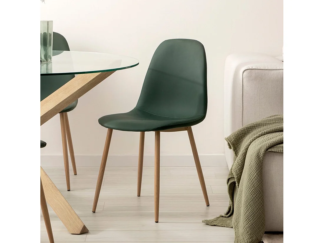 Chaise de salle à manger en similicuir vert 44x84 cm-Elia