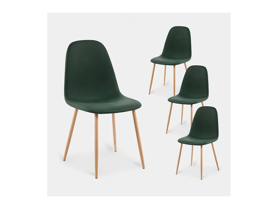 Chaise de salle à manger en similicuir vert 44x84 cm-Elia
