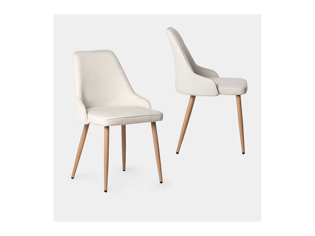 Chaise de salle à manger en tissu beige 52x87 cm-Nika