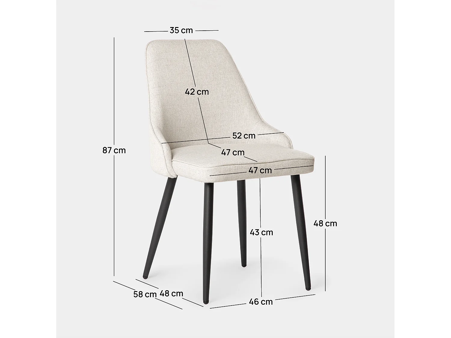 Packs 2 sillas Beige 52 x 87 cm