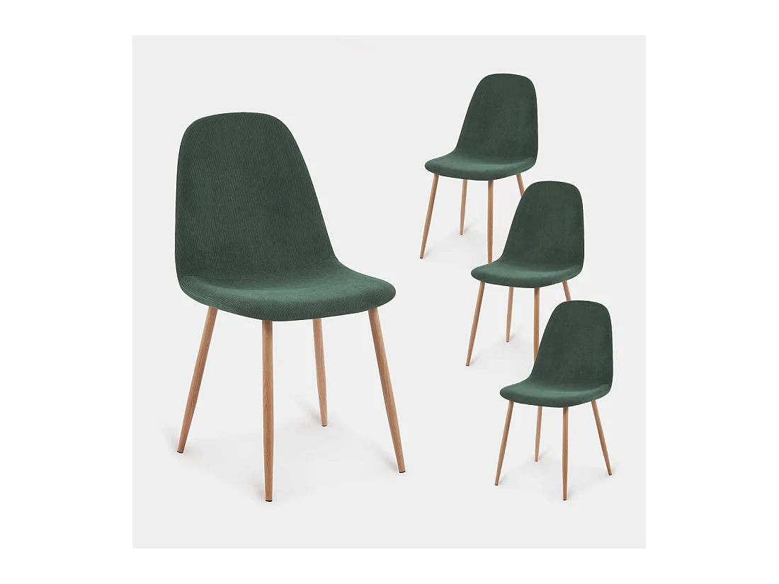 Chaise de salle à manger en rembourrage en microvelours vert foncé 44x84 cm-Elia