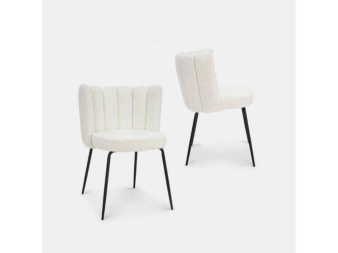 Chaise de salle à manger en bouclé blanc 61x78 cm-Enis