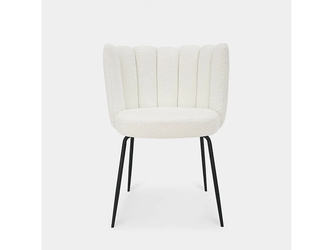 Chaise de salle à manger en bouclé blanc 61x78 cm-Enis